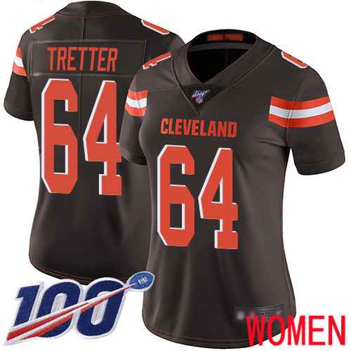 Cleveland Browns JC Tretter Women Brown Limited Jersey #64 NFL Football Home 100th Season Vapor Untouchable